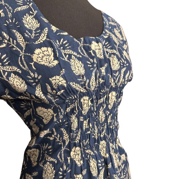 Alchemy Organic Cotton Navy Floral Dress Large Boho Lightweight Sustainable - Picture 5 of 8